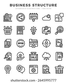 Business Structure Icon Pack 25 Vector Symbols for Web Design.