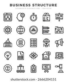 Business Structure Icon Pack 25 Vector Symbols for Web Design.