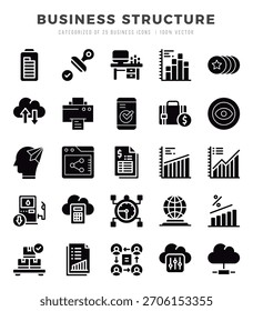 Icono de la estructura del negocio Pack 25 símbolos de Vector para el Diseño web.