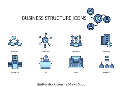 conjunto de iconos de estructura de negocios. conjunto de Vectores de estructura de negocios. carrera editable. signo de estilo lineal para uso Diseño web, logotipo. Ilustración de símbolo.