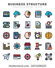 Business Structure icons Pack. Lineal Color icons set. Business Structure collection set.