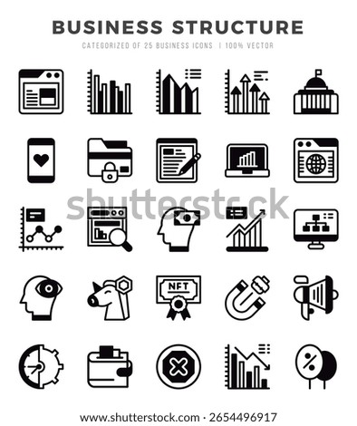 Business Structure Icons Pack Lineal Filled Style. Vector illustration.