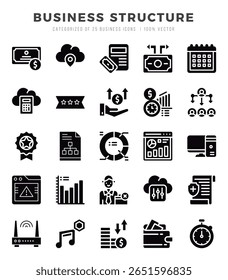 Conjunto de iconos de estructura de negocio. Ilustración vectorial.