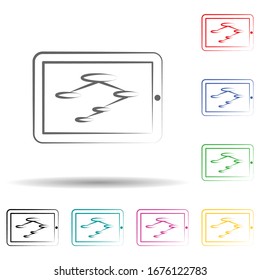 Business structure on the tablet multi color set icon. Simple thin line, outline vector of business and management icons for ui and ux, website or mobile application