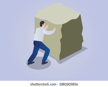 El concepto de vector 3d isométrico de la lucha de negocios para banner, sitio web, ilustración, página de aterrizaje, volante, etc.