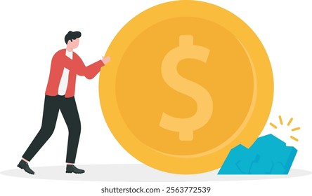 Business stuck in pushing forward. Business problem vector illustration
