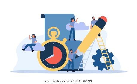 Business student plan work full time vector entrepreneurship service illustration. Agenda appointment assign course person. Meeting teamwork schedule office employee calendar. Organizer with clock