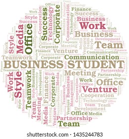 Business Student word cloud. Collage made with text only.
