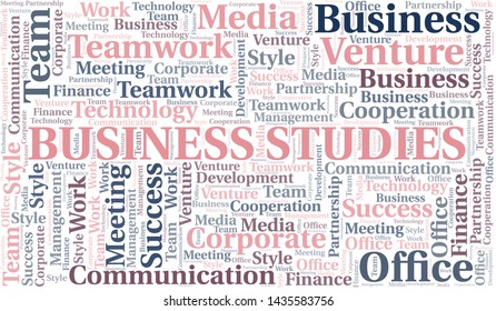 Business Studies word cloud. Collage made with text only.