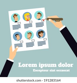 Business stuff human resources team selection poster vector illustration