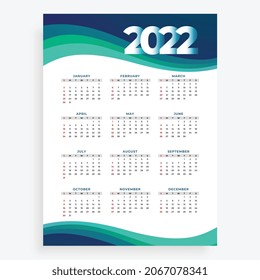 business style 2022 wave calendar design