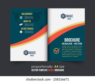 Business Style Bi-Fold Brochure. Corporate Leaflet, Cover, Flyer Design