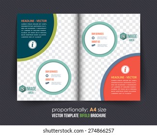 Business Style Bi-Fold Brochure Design. Corporate Leaflet, Cover Design Template