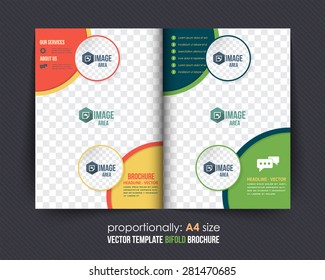 Business Style Bi-Fold Brochure Design. Corporate Leaflet, Cover Design Template