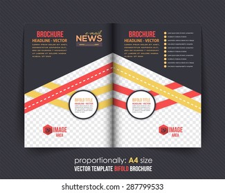 Business Style Bi-Fold Brochure Design. Corporate Leaflet, Cover Design Template