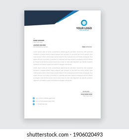  Business style blue letterhead template design