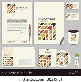 Business style (corporate identity) template 7: blank, card, pen, cd, note-paper, envelope, flash memory