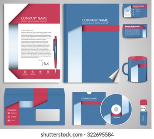 Business style (corporate identity) template 7: blank, card, pen, cd, note-paper, envelope, flash memory.