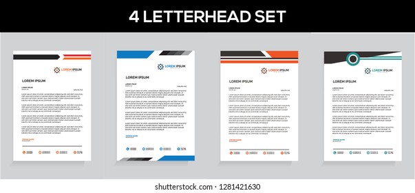Business style Elegant 4 Letterhead templates Set for your project, Vector illustration.