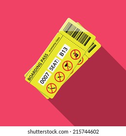 Business style icon of boarding pass to economy class. Flat vector illustration