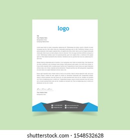 Business style letter head templates for your project design, elegant black & blue letterhead template design, Vector illustration. - Vector