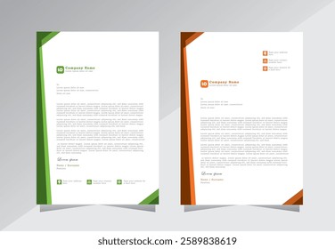 Business style letter head templates for your project design, company and business letterhead design, green, orange and brown colour letterhead teamplate, Vector illustration