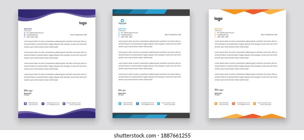 Business style letterhead template design for project with standard sizes.