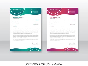 Business style letterhead templates for your project design, Vector illustration. Professional Letterhead Mockup Template with abstract wavy design.