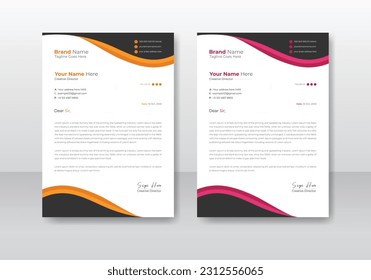 Business style letterhead templates for your project design, Vector illustration. Professional Letterhead Mockup Template with abstract wavy design.