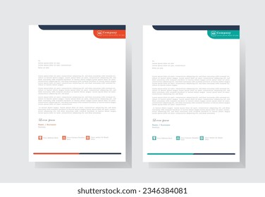 Business style letterhead templates for your project, Vector illustration, corporate modern letterhead design template with orange and blue, professional letterhead, business letterhead
