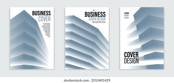 Business style office building modern architecture look like abstraction vector abstract background, covers or posters set, architectural structure abstraction.