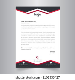 Business Style Red & Black Letterhead Design