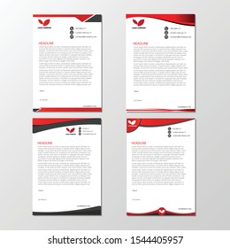 Business style red color letter head templates for your project design, Vector illustration.