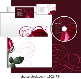 Business style with red rose, vector illustration