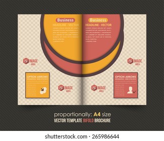 Business Style Retro Theme Bi Fold Brochure Design. Corporate Leaflet, Cover Template