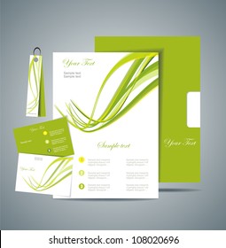 Business Style Template Vector with green background