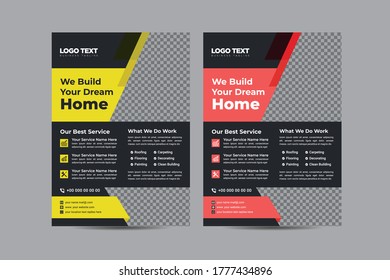 Business Stylish Construction Flyer,
vector illustration Design Template.