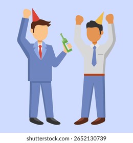 Sucesso empresarial champanhe celebração vetor conjunto ilustração.