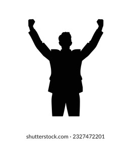 business success concept, businessman winner silhouette, vector isolated