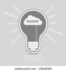 business success concept  with cloud and ladders inside the light bulb, eps10 vector background