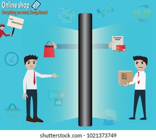 Business success concept. E-commerce and online shopping, digital lifestyle  - Vector Illustration
