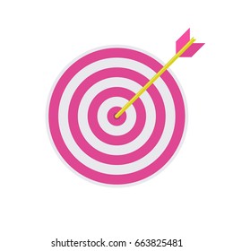 Business success concept icon. Archery target with arrow hitted the mark, market competition or project winner. Vector flat style cartoon illustration isolated on white background