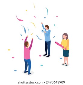 Business Success concept on transparent background, isometric flat design vector illustration