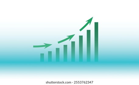 business success concept. business person pointing growing line with virtual bar chart show profit and revenue growth of company with copy space for add text and design