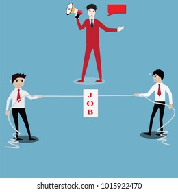 Business success concept,Businessmen in tug-of-war competition,flight for job - Vector