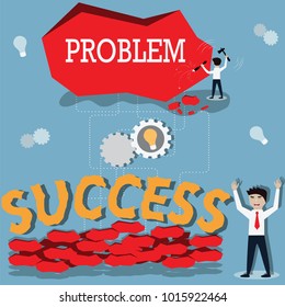 Business success concept,change problem to success - Vector Illustration