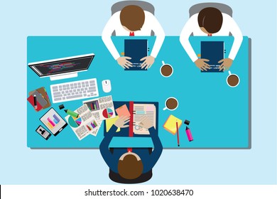 Business success concept,Two businessman presentation to investor, startup - Vector Illustration