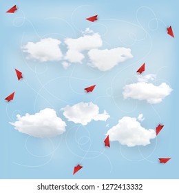 Business success design of Leadership concept, standing out from the crowd of paper airplane as target , startup , creative idea and communication concept. vector illustration