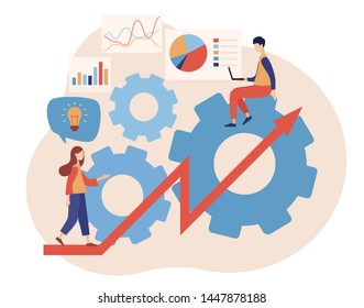 Business success. Flat cartoon style. Vector illustration