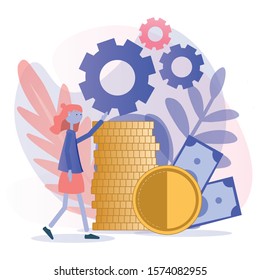 Business success. Flat cartoon style. Vector illustration